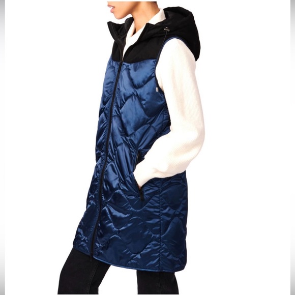 Bernardo Longline Quilted Mixed Media EcoPlume Vest - Picture 2 of 16